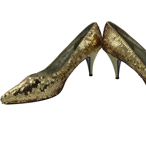 Private Collection Shoes - Private Collection Gold Sequin Shoe